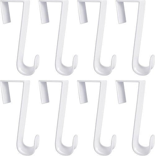 Jetec Over The Door Clothes Hooks - 8 Pcs White Hanging Hanger Set for Home & Kitchen | 4.72 Inch Long