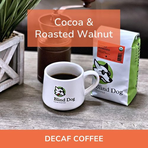 Blind Dog Coffee - 12 Oz Whole Bean Decaf Coffee - Low Acid Medium Roast - Swiss Water Process - Flavored Decaffeinated - Perfect Brew to Start your Day