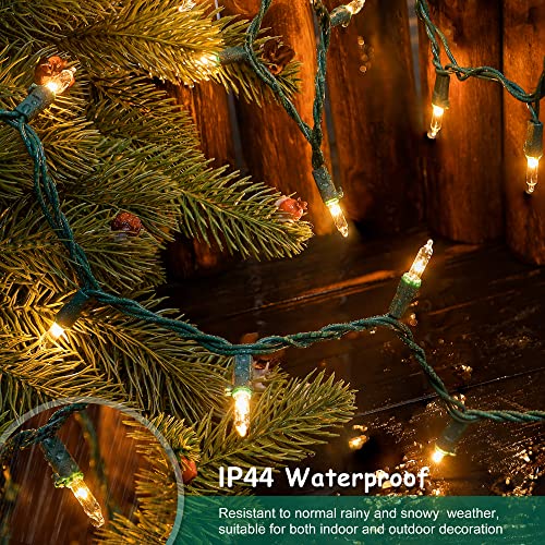 HEYFUNi Warm White Christmas Lights 50 Count Green Wire Plug-In Indoor Outdoor