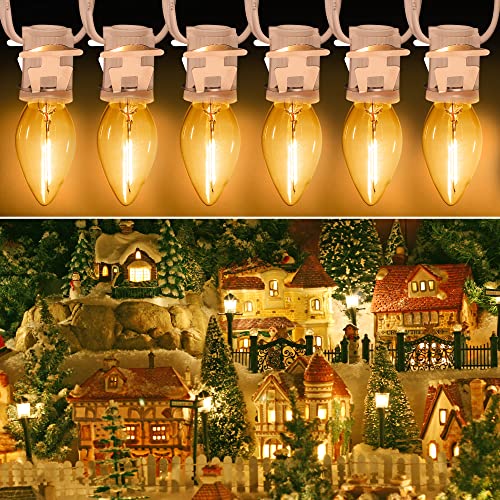 Leelosp Christmas Village Light Cord with 6 LED Bulbs, 11.5 ft C7 Lamp w/ On-Off Switch - 1 Pack