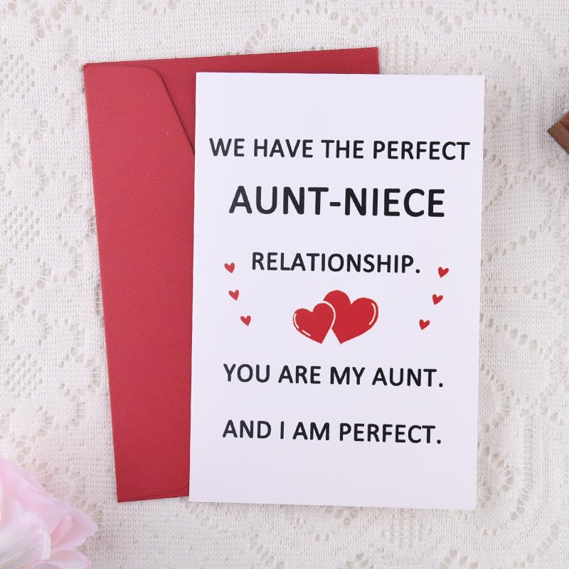 Aunt Birthday Card from Niece – Funny Christmas Card for Auntie, with Envelopes, Sdopbinbin