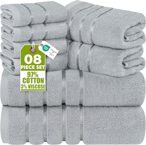 8-Piece Luxury Cotton Towel Set - 600 GSM Soft Absorbent Bath Towel Collection