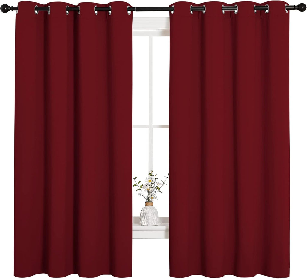 NICETOWN Burgundy Blackout Curtains - Thermal Insulated Drapes for Laundry Room | 55x68 Inch Pair