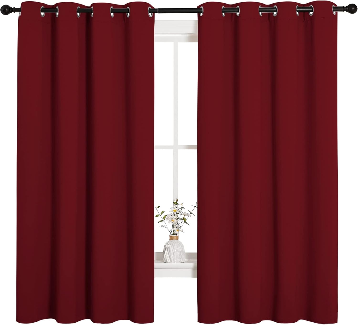 NICETOWN Burgundy Blackout Curtains - Thermal Insulated Drapes for Laundry Room | 55x68 Inch Pair