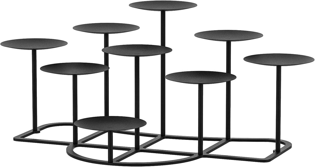 Smtyle Fireplace Candelabra - Modern Black Matte Multi-Tier Centerpiece for Pillar Candles