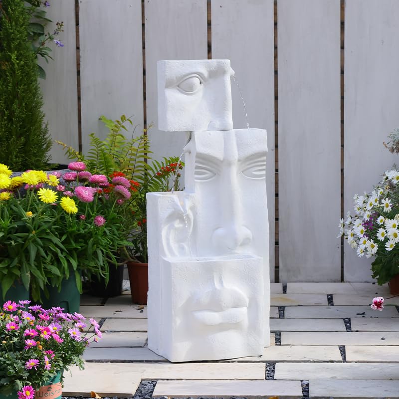 35.2-Inch Modern Floor Standing Waterfall Fountain with LED Lights