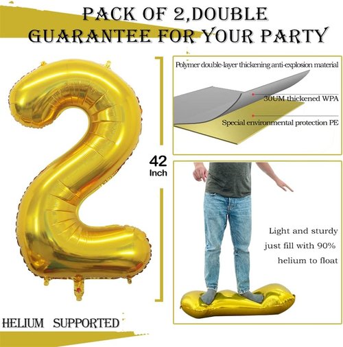 GOER 23rd Birthday Balloons - 42 Inch Jumbo Gold Foil Helium Balloons for Party Decorations
