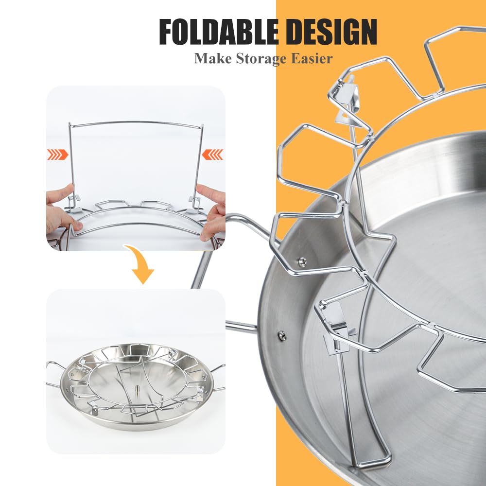 13" Vertical Skewer Gyro Pan Spit Shawarma Stand for oven with Chicken Leg Rack, Al Pastor Skewer for Grill, El Pastor Hack for Tacos Chicken, Brazilian, Stainless Steel, with 8",10" and 12" stick