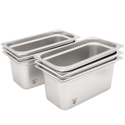 BIEAMA 6 Pack Hotel Pans, 1/3 Size 6" Deep, NSF, Commercial Stainless Steel Pan, Steam Table Pan, Catering Food Pans