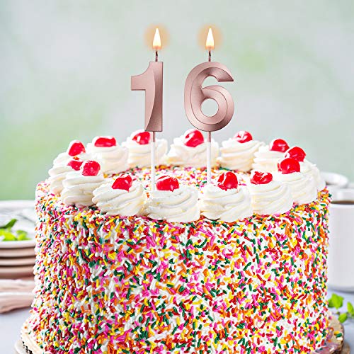 Rose Gold Birthday Number Candles for Milestone Celebrations