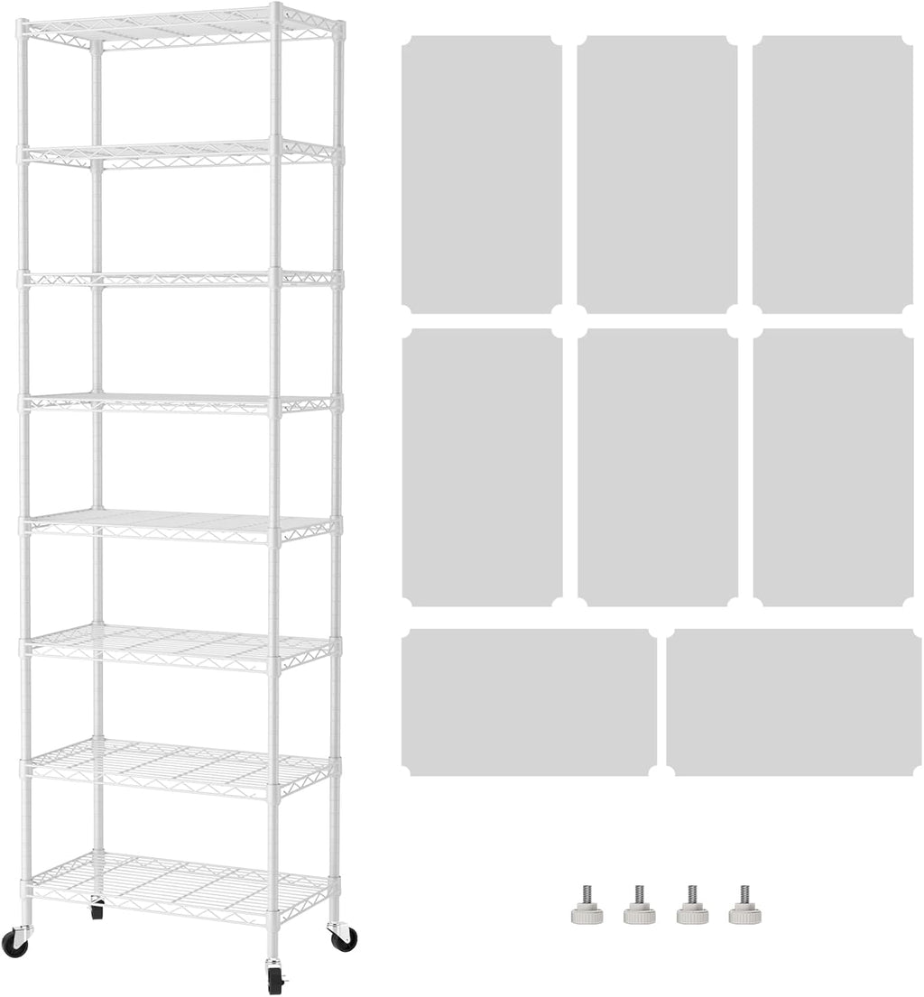 SINGAYE 8-Tier Metal Shelf Organizer - Adjustable Wire Shelving Unit for Kitchen, Garage & Pantry | 12" D x 22" W x 74" H - White