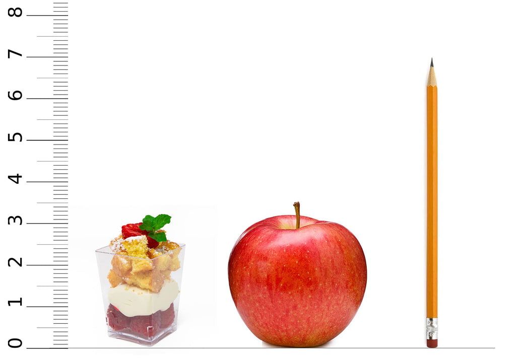 50 Pack 4 oz. Square Small Plastic Dessert Cup Hermes Professional-Grade Recyclable Transparent Disposable Party Cup for Parfait Desserts, Appetizers, and Events CMJJ