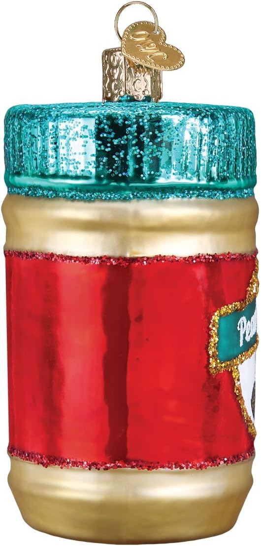 Old World Christmas Glass Blown Ornament - Handcrafted Peanut Butter Jar Decoration for Tree