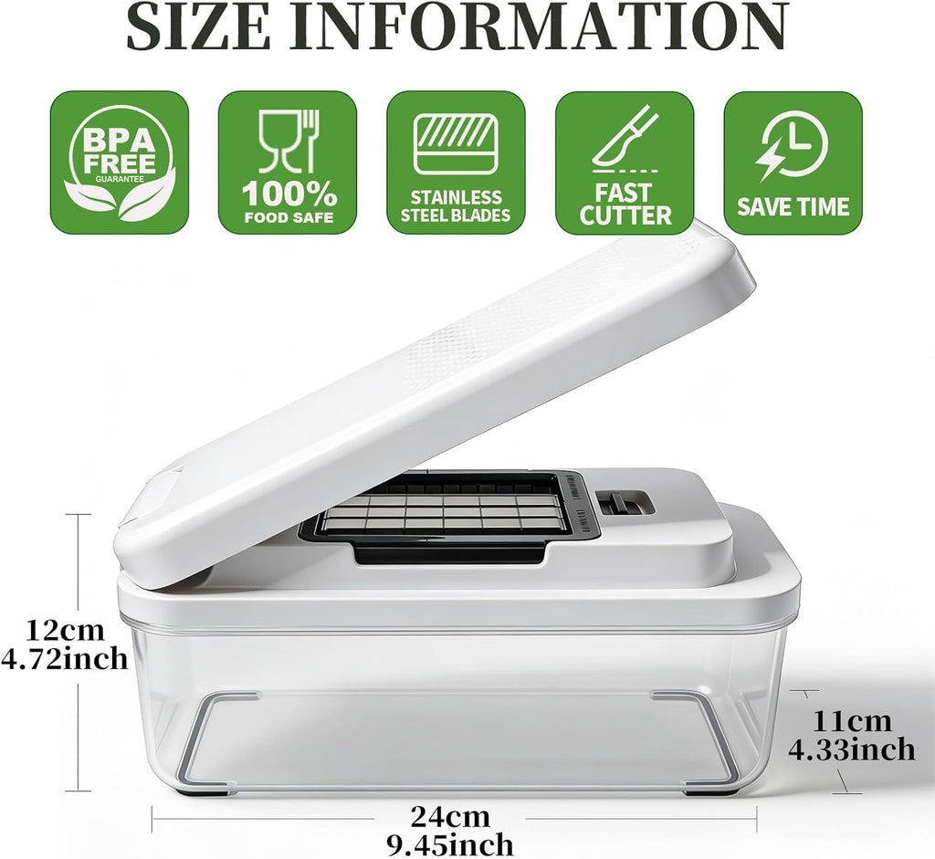 Skiennix 14-In-1 Vegetable Chopper - 7 Blades, Container & Lid | Versatile Mandoline Slicer for Kitchen