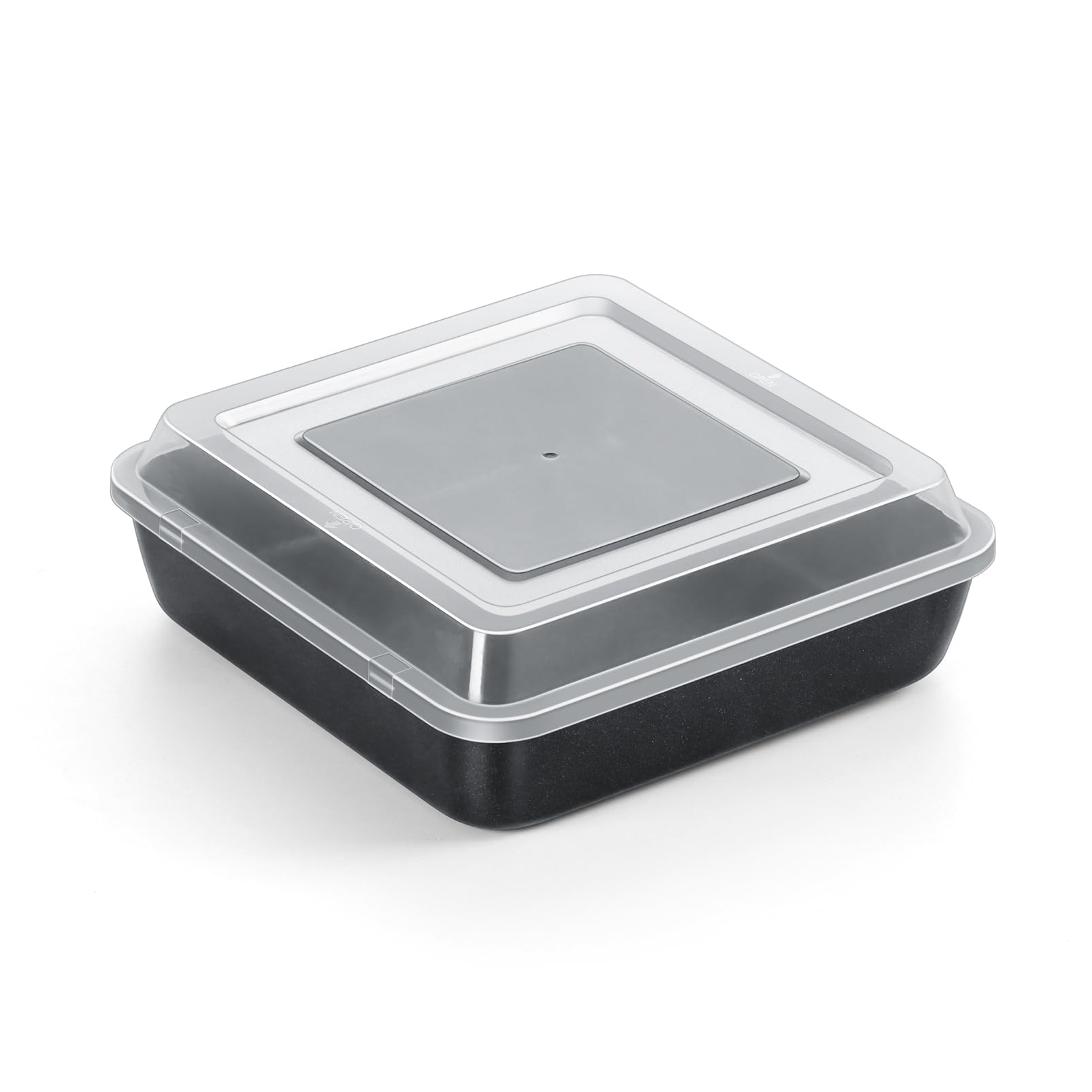 TeamFar 9x9 Inch Square Cake Pan with Lid, Non-Stick Square Baking Roasting Pan, with Stainless Steel Core for Cooking Brownie Lasagna, Non-Toxic & Heavy-Duty, Release & Clean Easily (1 Pan+1 Lid)