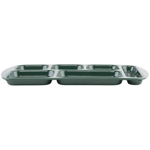 G.E.T. 6 Compartment School Cafeteria Tray, Right Handed, 10" x 15", Forrest Green (4 Pack)