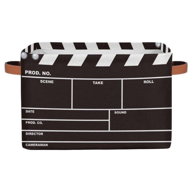 OSAM SPACE Movie Clapper Board Large Storage Bin Collapsible Storage Basket with Handles, Laundry Basket Hamper Organizer Foldable Storage Box for Toys Bedroom Kids Room