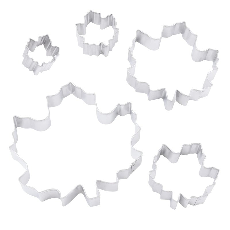R&M Thanksgiving and Fall Leaves Gift Set. Includes 5-Piece Assorted Size Maple Leaf Cookie Cutters