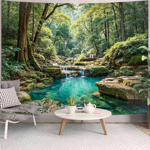 Nature Forest Wall Tapestry - Green Tree Landscape Wall Hanging Decor