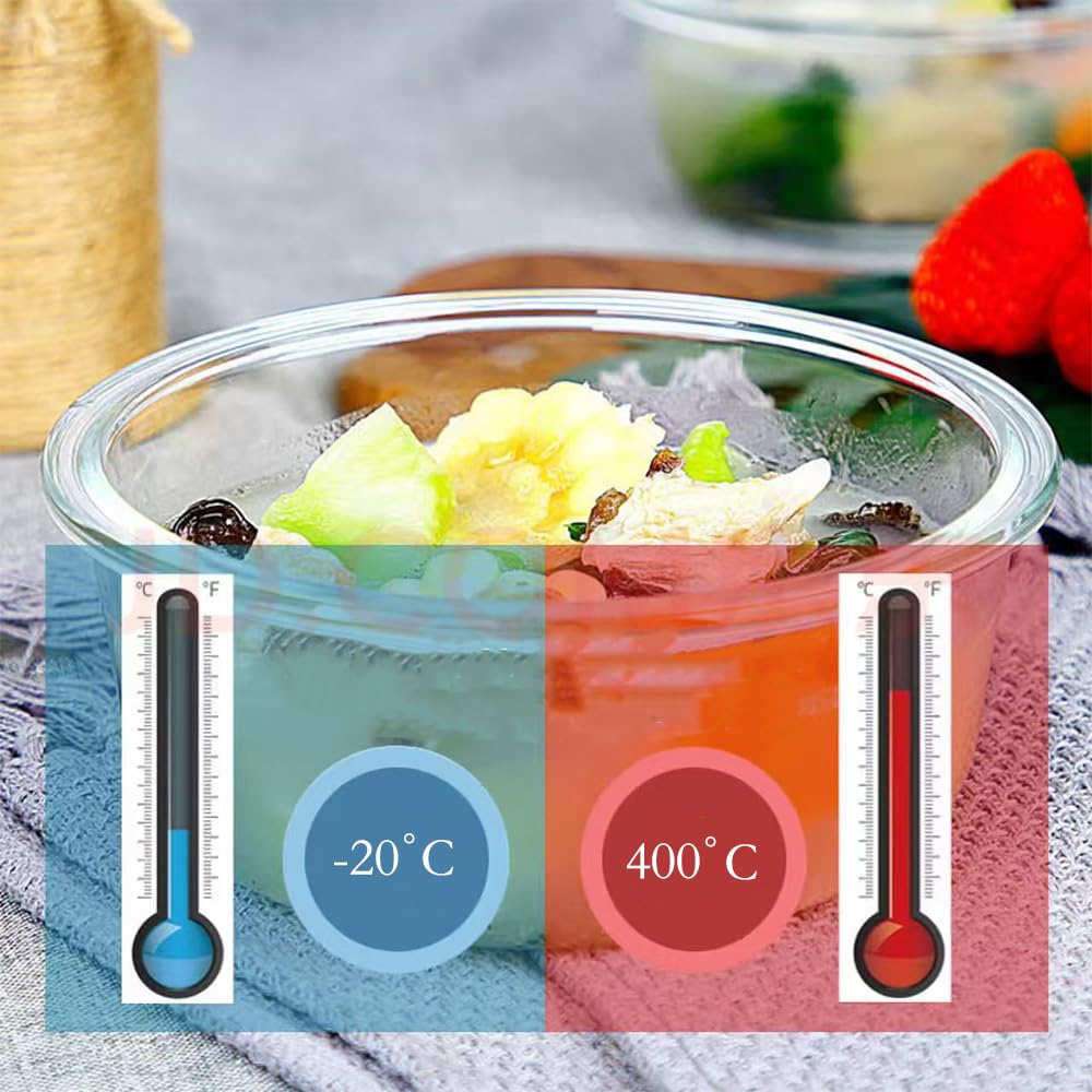 R.repad yay 12Oz Round Glass Food Containers With Lids, Small Round Glass Meal Prep Containers,1.5 Cup Clear Food Storage Containers With Lids BPA-Free, Microwave, Dishwasher, Freezer Safe（Black）