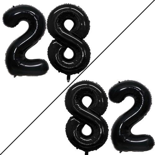 GOER 28-Inch Jumbo Black Foil Balloons - Perfect for 28th Birthday Party Decorations | Helium-Ready