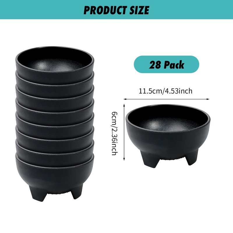 TANEMUDO 28 Pack 10.6 oz Mexican Salsa Bowls, Small Guacamole Containers, Plastic Salsa Bowl for Serving Parties, Chips, Dip, Nuts, Candy, and Sauce Set