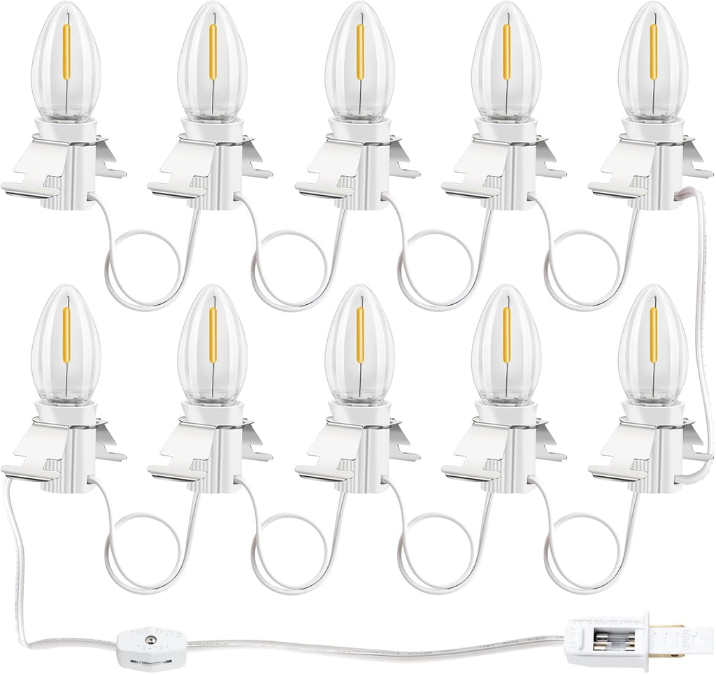 Skiennix Christmas Village Lights - 10 LED Bulbs with Clips for Festive Home Decor | Warm White
