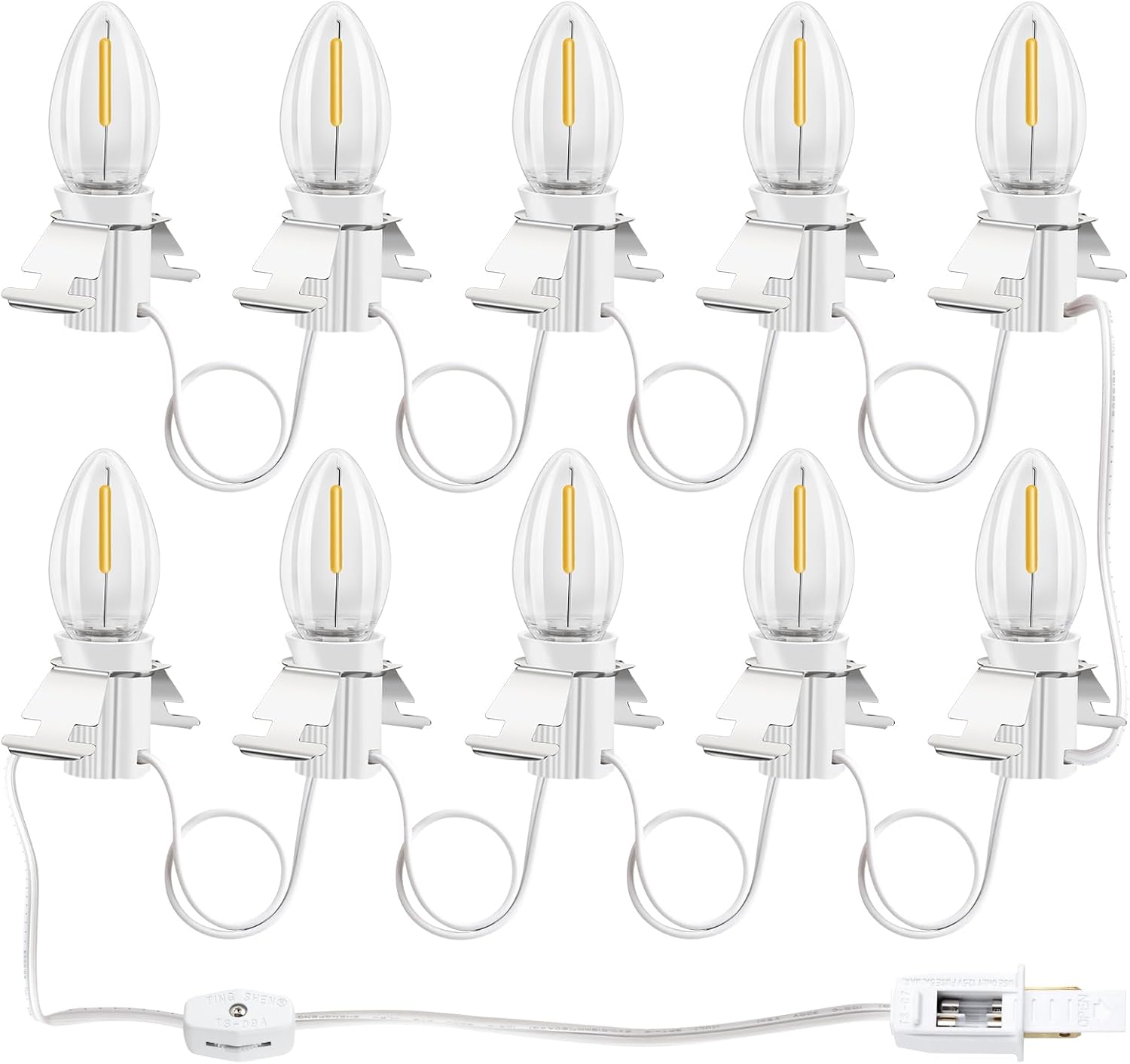 Skiennix Christmas Village Lights - 10 LED Bulbs with Clips for Festive Home Decor | Warm White