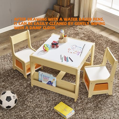 3-in-1 Kids Activity Table and Chair Set with Storage for Toddlers