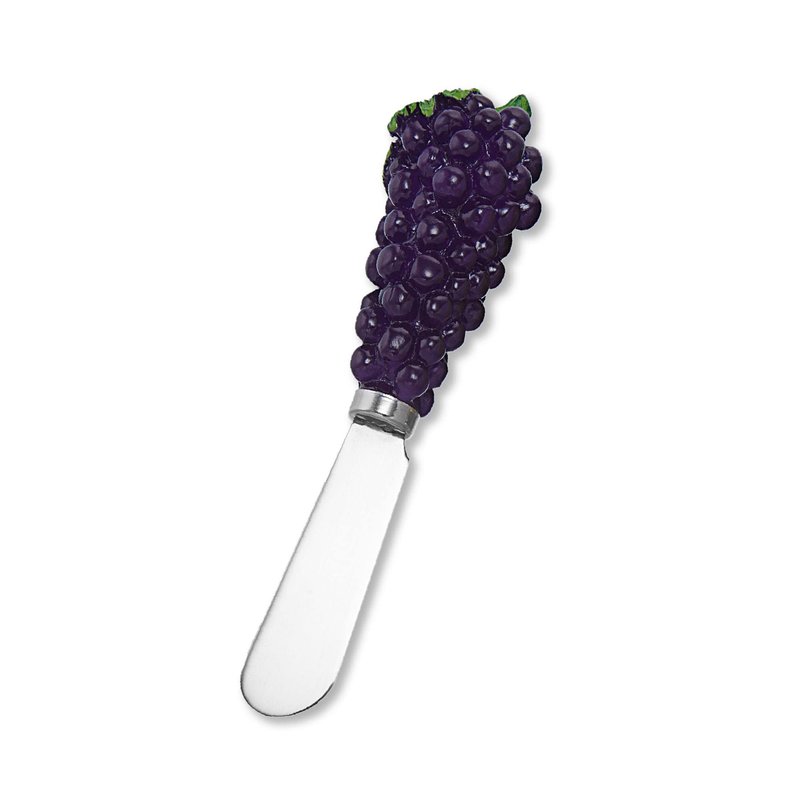 Wine Things Red Wine Tasting Cheese Spreaders, Hand-Painted Resin Handles with Stainless Steel Blades for Spreading Cream Cheese, Butter, and Jam, Assorted Designs, Set of 4