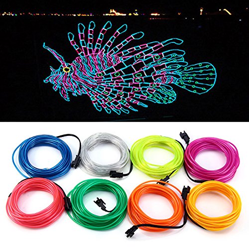 Flexible 16.4ft Fluorescent Green EL Wire Neon Rope Light, Battery Powered