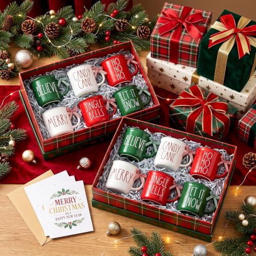 Suttmin 12 Pcs Christmas Mugs Set Bulk Holiday Gifts Red Green 10 oz - Festive Drinkware