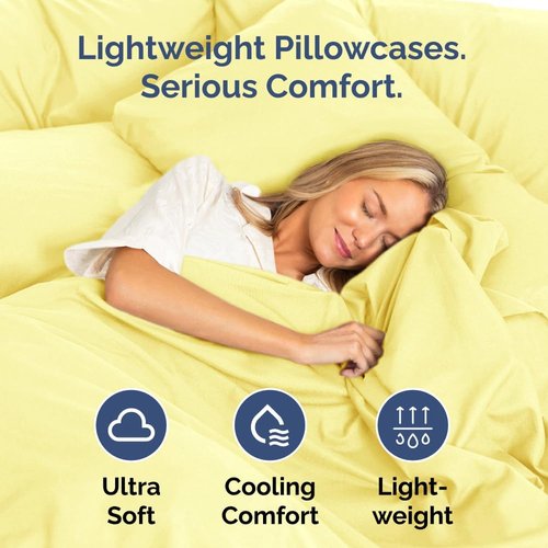 King Pillow Cases by [Brand Name] - Ultra Soft Hotel Quality Covers | Wrinkle-Free & Stain Resistant - 2 Piece Set in Yellow