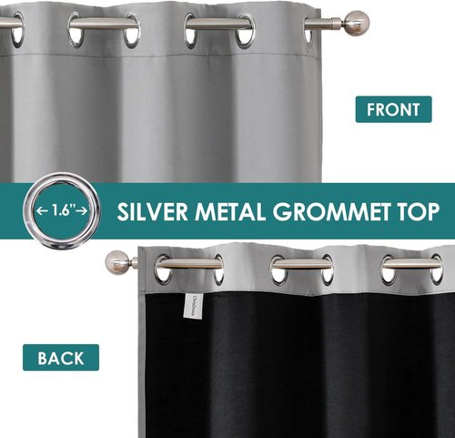 ChrisDowa 100% Blackout Curtains - Thermal Insulated Grommet Window Panels, Light Grey, 42 x 63 Inch, 2 Panels Set