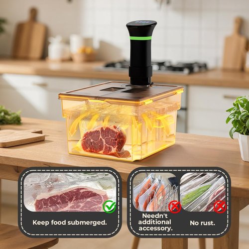 Sous Vide Container with Lid and Built-in Rack Double-Door Design 11.6 QT Sous Vide Containers Grey Sous Vide Pot for Most Sous Vide Machines