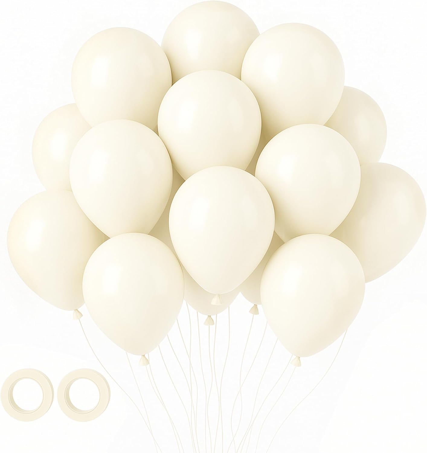 Voircoloria 105pcs Ivory Balloons - 12 Inch Latex Balloons for Birthday, Baby Shower & Weddings