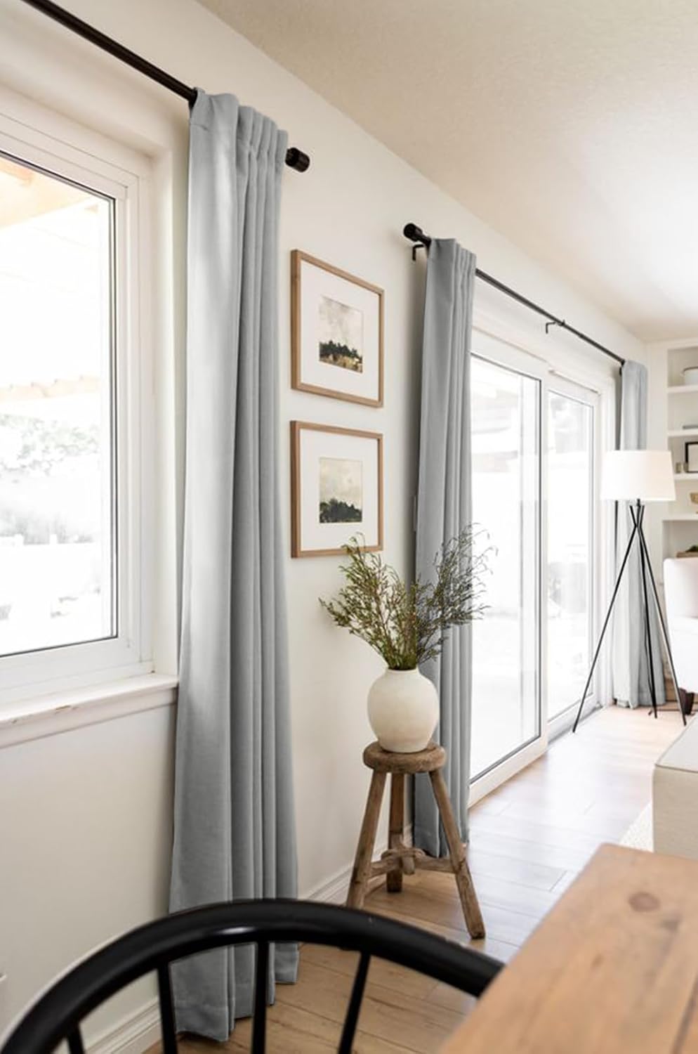 Skiennix 100% Blackout Linen Curtains - Thermal Insulated Drapes, 2 Panels Set, 50" W x 84" L, Ash Grey