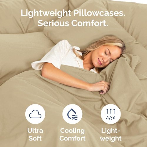 King Pillow Cases by Ultra Soft | Hotel Quality, Wrinkle-Free, Easy-Care - 8 Piece Set in Beige