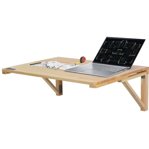 VEVOR Wall-Mounted Folding Table, 31.5 x 23.62 inch, Wooden Drop Leaf Floating Desk with Iron Bracket for Small Spaces, Home Office, Dining, Laundry Room, Kitchen, Bar