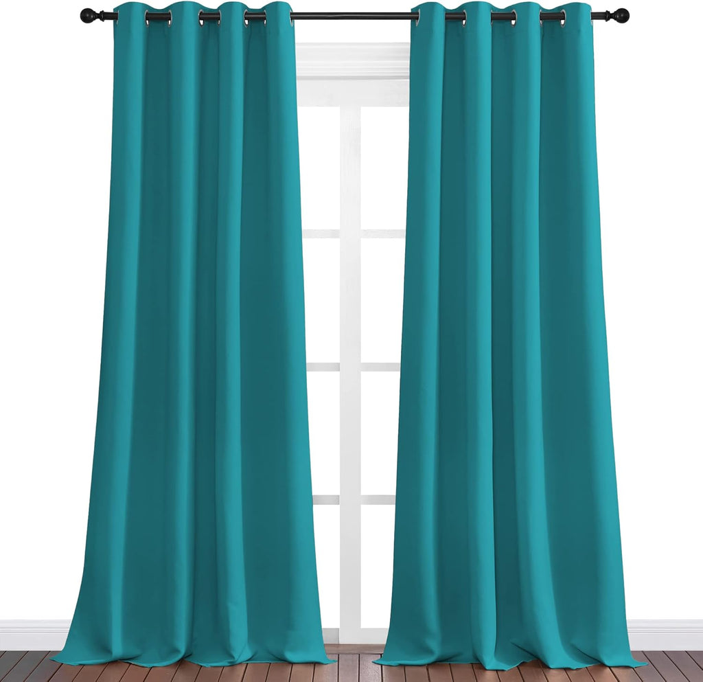 NICETOWN Blackout Curtains - Thermal Insulated Room Darkening Panels, 96 Inch Length, Peacock Teal (2 Pieces)