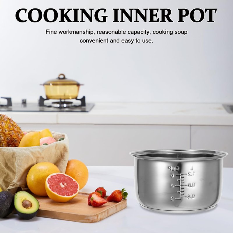 BRIGHTFUFU 1Pc 3L Rice Cooker Cup Stainless Steel Inner Bowl Non-Stick Inner Pot Upgrade Even Heating for Perfect Rice Pots for Multi-Cookers Easy to Clean and Dishwasher Safe