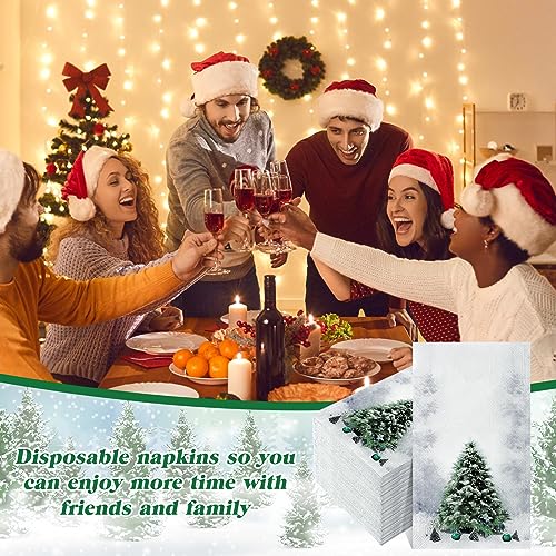 Cholemy Snowflake 200 Pcs Christmas Guest Napkins 2-Ply Paper Towels