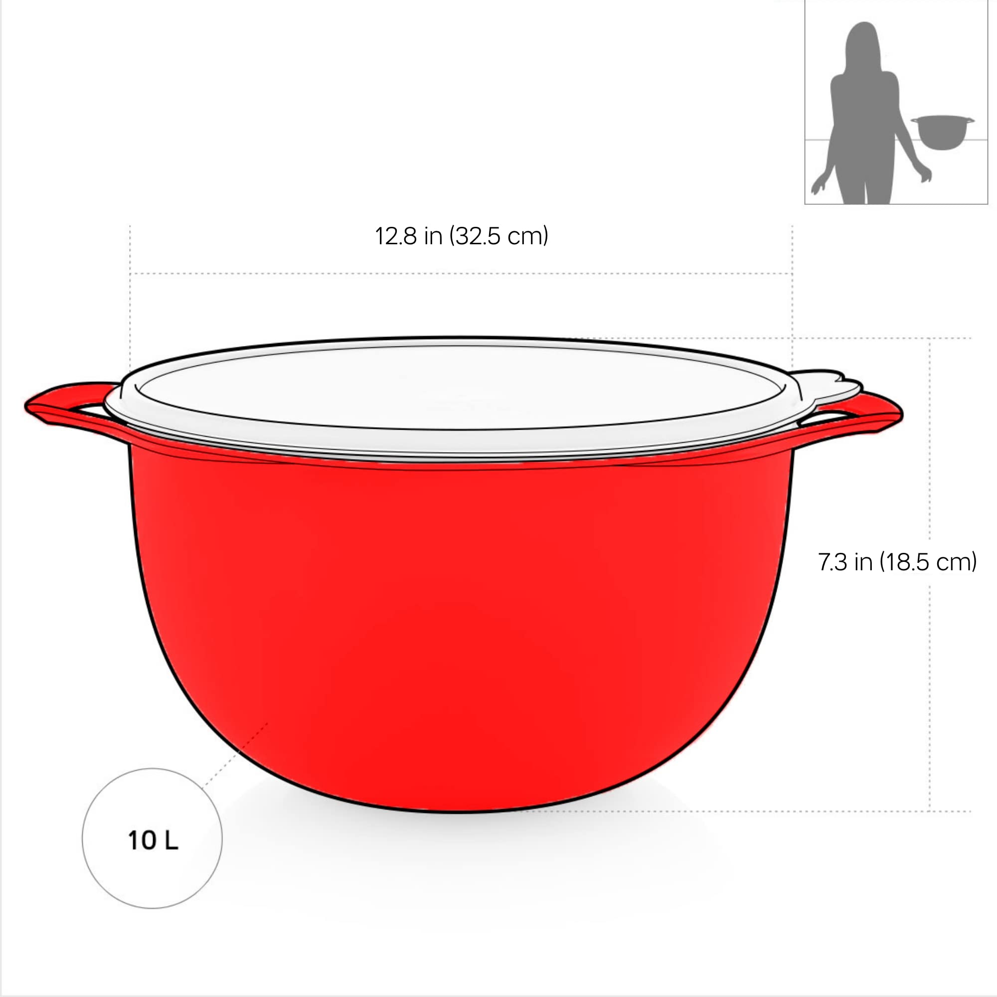 Tupperware Brand Thatsa Mega Prep & Storage Bowl, 10L (42 Cup) - Dishwasher Safe & BPA Free - Airtight, Leak-Proof Food Container with Lid - Extra Large & Lightweight