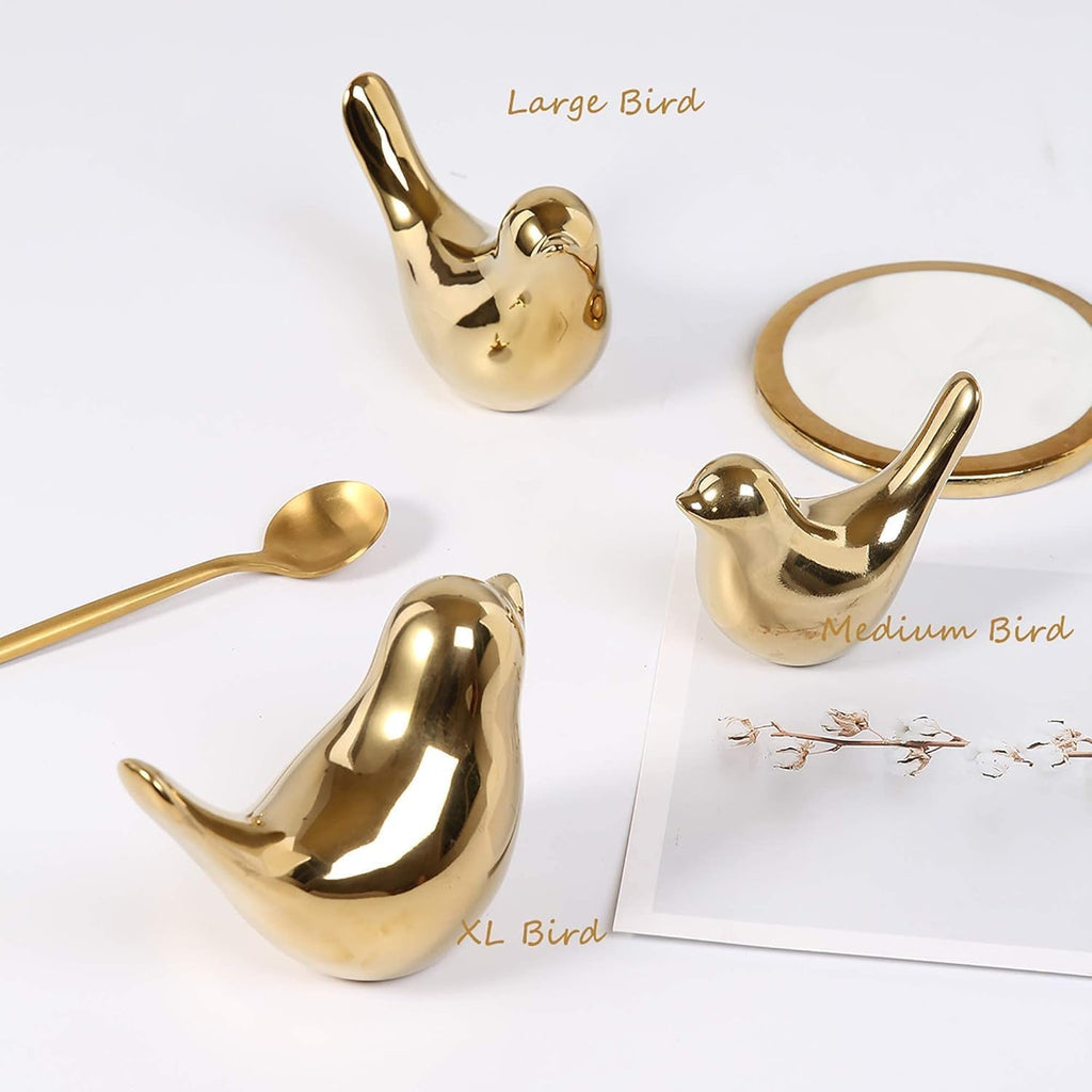 Regine Switzerland Big Size Gold Bird Statue - Modern Home Decor Figurine for Living Room & Office