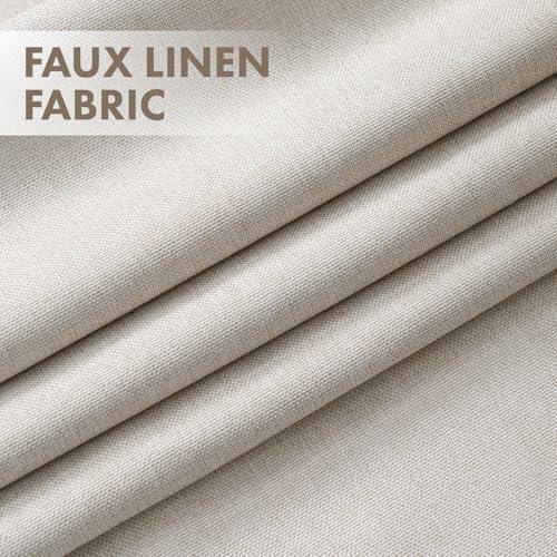 100% Blackout Linen Curtains 40W x 84L - Thermal Insulated Cream Drapes