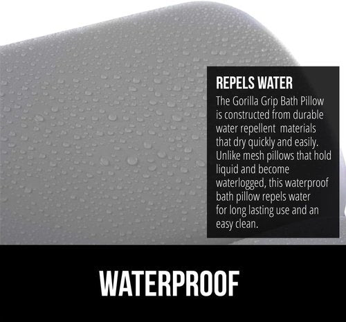 GORILLA GRIP Bath Pillow - Luxury Neck and Back Support with Strong Suction Cups | XL Gray Hot Tub Accessory