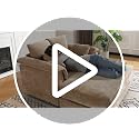 Oversized Corduroy Lounge Chair with Armrests and Pillows, 56-Inch Wide