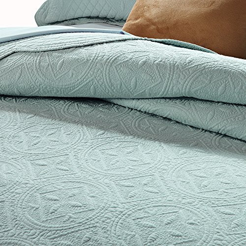 Luxury King Size Light Aqua Cotton Quilt - Breathable All-Season Coverlet