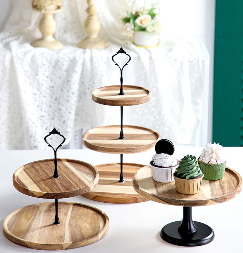 Loticy 3-Tier 14.6'' Cupcake Stand Hardware Fittings, Metal Mold Crown Holder DIY Making for Fruit Plate Cake Stand Snack Tray Replacement Parts for Tea Party Wedding Decoration (6 Sets - Black)