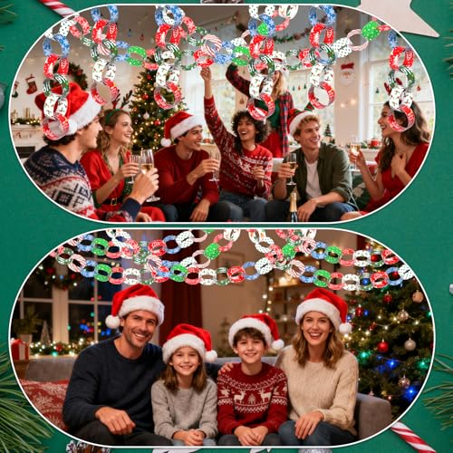 Morcheiong 300 Christmas Pattern Paper Chains for Holiday Decorations DIY Crafts